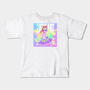 Dope Life is art alien in spaceship floating illustration Kids T-Shirt